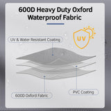 Belord 126-inch waterproof patio furniture cover made of durable 600D fabric, UV and wind proof for outdoor protection.