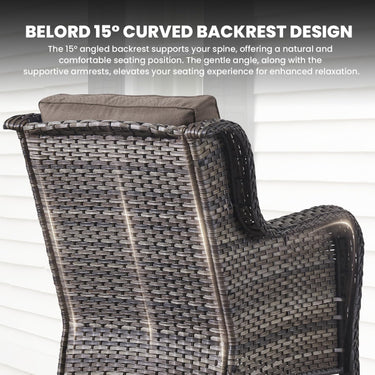 Belord 3-piece patio wicker furniture set with two chairs and a side table, ideal for outdoor conversation and relaxation.
