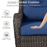 Set of two Belord swivel patio chairs with 360° rotation and 5-inch cushions, part of the NTC Series, shown with outdoor setting.