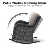 Belord 2-piece patio wicker rocking chairs set with olefin cushions, NTC Series, showing comfortable outdoor seating on a patio.