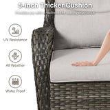 Pair of Belord swivel patio chairs with 360° rotation and 5-inch cushions, part of the NTC Series, shown in outdoor setting