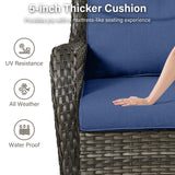Pair of Belord swivel patio chairs with 360° rotation and 5-inch cushions, part of the NTC Series, shown in an outdoor setting.