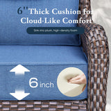Belord 10-piece patio wicker sofa set with swivel chairs, featuring cushioned seats and a stylish outdoor conversation arrangement.