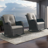 Belord 2-piece wicker patio rocking chair set with olefin cushions, outdoor furniture for relaxing patios.