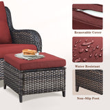 Belord 2-piece patio wicker ottoman set with side tables, ideal for outdoor conversation areas, part of NTC Series.