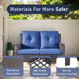 Belord outdoor wicker loveseat sofa, 53-inch 2-seater with cushions, all-weather PE rattan for patio conversation sets.