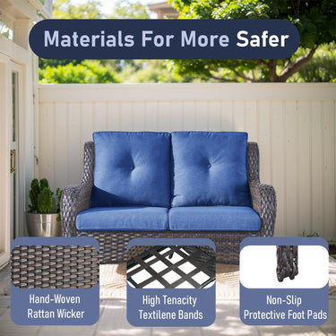 Belord outdoor wicker loveseat sofa, 53-inch 2-seater with cushions, all-weather PE rattan for patio conversation sets.