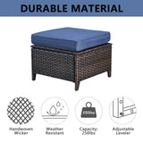 Belord 2-piece patio wicker ottoman set with side table, part of the NTC Series, ideal for outdoor conversation areas.