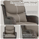 Pair of Belord swivel patio chairs with 360° rotation and 5-inch cushions, part of the NTC Series, shown with cushions and outdoor setting.