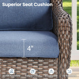 Belord 51-inch outdoor wicker glider loveseat with cushions, 2-seater patio conversation set, 15° back, smooth gliding, 500 lb capacity