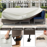 Belord 126-inch waterproof patio furniture cover made of 600D fabric, UV and wind proof, protects outdoor furniture from weather.