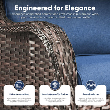 Belord outdoor wicker swivel glider chairs set of 2 with 5-inch cushions, all-weather PE wicker, 360° swivel, patio conversation set