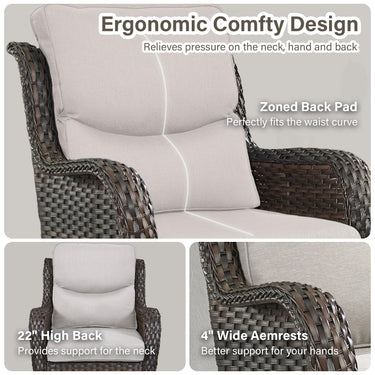 Belord swivel patio chairs set of 2 with 360° rotation and 5-inch cushions, part of the NTC Series, shown outdoors.