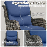 Pair of Belord swivel patio chairs with 360° rotation and 5-inch cushions, part of the NTC Series, shown with outdoor setting.