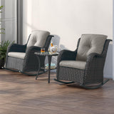 Belord 2-piece patio wicker rocking chairs set with olefin cushions, part of the NTC Series, shown with comfortable seating and natural wicker finish.