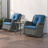 Belord 2-piece patio wicker rocking chairs set with olefin cushions, part of the NTC Series, shown with comfortable seating and woven wicker design.