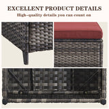 Belord 2-piece patio wicker ottoman set with side tables, part of NTC Series, perfect for outdoor conversation areas.