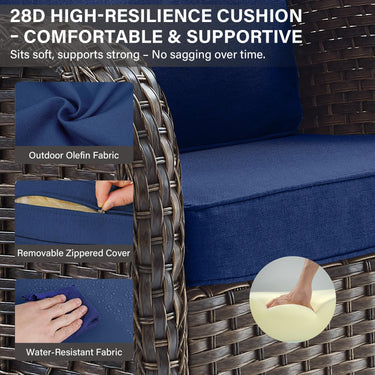 Belord Patio Single PE Wicker Rocking Chair with thick cushions, part of the NDS Series, featuring a sturdy frame and comfortable seating.
