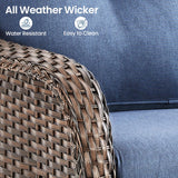 Belord 51-inch outdoor wicker glider loveseat with cushions, 15° backrest, 2-seat patio conversation set, sturdy and comfortable.