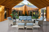 Belord 2-piece patio wicker ottoman set with side tables from NTC Series, perfect for outdoor conversation and relaxation.