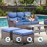 Belord oversized 3-seater wicker patio sofa with high back and 6-inch cushions, part of the NT Series outdoor conversation set.