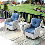 Square Belord outdoor wicker side table with glass top and storage shelf, part of the NTC patio conversation sets.