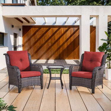 Belord 2-piece patio wicker chairs set with 4-inch cushions, part of the NTC Series, ideal for outdoor conversation.
