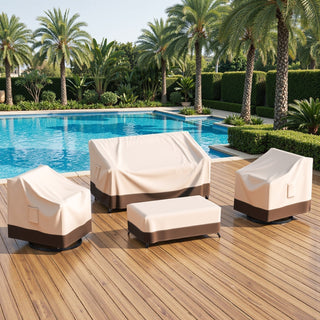 Outdoor Patio Furniture Covers 4 Piece Set Waterproof – Heavy Duty 600D with Adjustable Straps