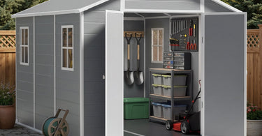 8x10 FT Outdoor Resin Storage Shed - Durable Plastic Garden Storage Shed for Patio, Backyard & Lawn | Belord