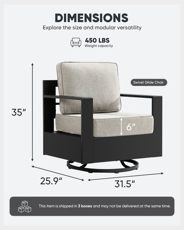 2 Pieces Luxury Outdoor Aluminum Patio Swivel Rocker Chairs, ZB Series
