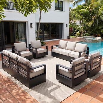 6 Piece Oversized Aluminum Patio Furniture Set With Sofa, ZB Series
