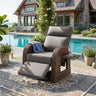 Belord outdoor patio recliner chair with extendable ottoman and foldable table, perfect for relaxing outside.