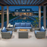Belord 5-piece patio fire table set with 41-inch gas fire pit and swivel rocker chairs, outdoor patio furniture.