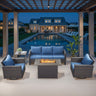 Belord 5-piece patio fire table set with 41-inch gas fire pit table and swivel rocker chairs, GRS Series outdoor furniture