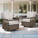 Belord outdoor wicker swivel glider patio chair with 4-inch wide armrests from the SS Series, ideal for outdoor relaxation.