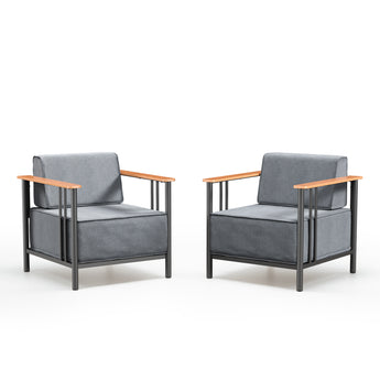 2 Pieces Outdoor Patio Chairs with 10 Inch Cushion, BINGLI Series