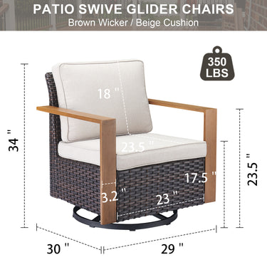 Belord oversize wicker swivel rocker chair from the HOP series with 360° rotation, gliding function, and water-resistant cushion.