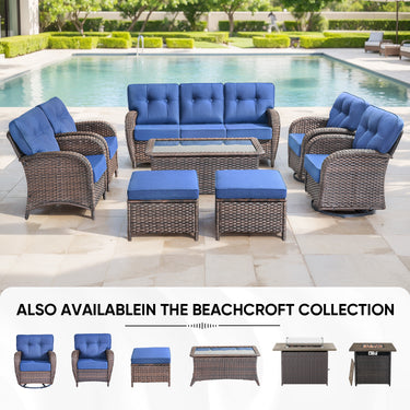 Belord 3-seater T-back patio sofa with 5-inch thick high-density cushions from the T Series, perfect for outdoor conversation.