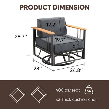 Swivel Rocker Chairs Set of 2 – 6" Cushion, 350LB, BINGLI Series