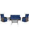 5-Piece Premium Patio Set: PE Wicker Swivel Recliner + Removable Sofa & Chaise Lounge - Adjustable Backrest/Footrest with Coffee Table, NDS Series - Belord