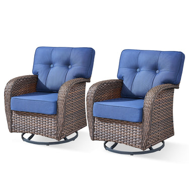Belord 2-piece outdoor swivel patio chairs with wide T-back design from the T Series, perfect for outdoor conversation sets.