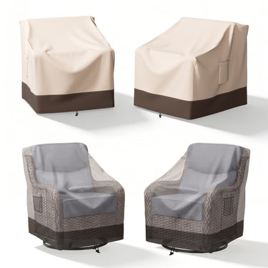 Belord patio furniture covers for chairs, 2-pack, waterproof 600D fabric with mesh vents, fits 35.4-inch outdoor patio chairs.