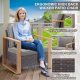 Belord ergonomic high-back wicker patio chair from the HOP Series with a 15° tilt, deep seat, and modern design.