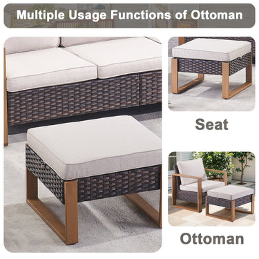 Belord 2-in-1 outdoor ottoman and footstool from the HOP Series, versatile patio conversation set accessory in stylish design