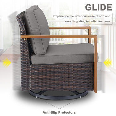 Belord oversize wicker swivel rocker chair from the patio conversation set, with water-resistant cushion and 360° swivel function.