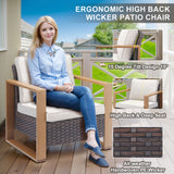 Belord ergonomic high-back wicker patio chair with 15° tilt, deep seat, and high back from the HOP Series for outdoor conversation.
