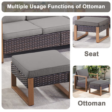 Belord multi-functional outdoor ottoman from patio conversation set, doubles as footstool and extra seat in the HOP Series.