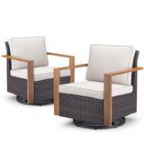 Belord oversize wicker swivel rocker chair with water-resistant cushion, 360° swivel and gliding for patio conversation sets.