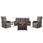 NDS Series 5-Piece Premium Outdoor Set: 2 Swivel Recliners + 1 Sofa & 43" Propane Fire Table with Side Table