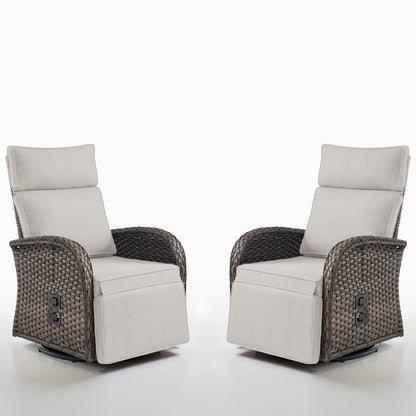 Premium 2-Piece Swivel Recliner Set - Adjustable Backrest & Footrest Patio Chairs, NDS Series